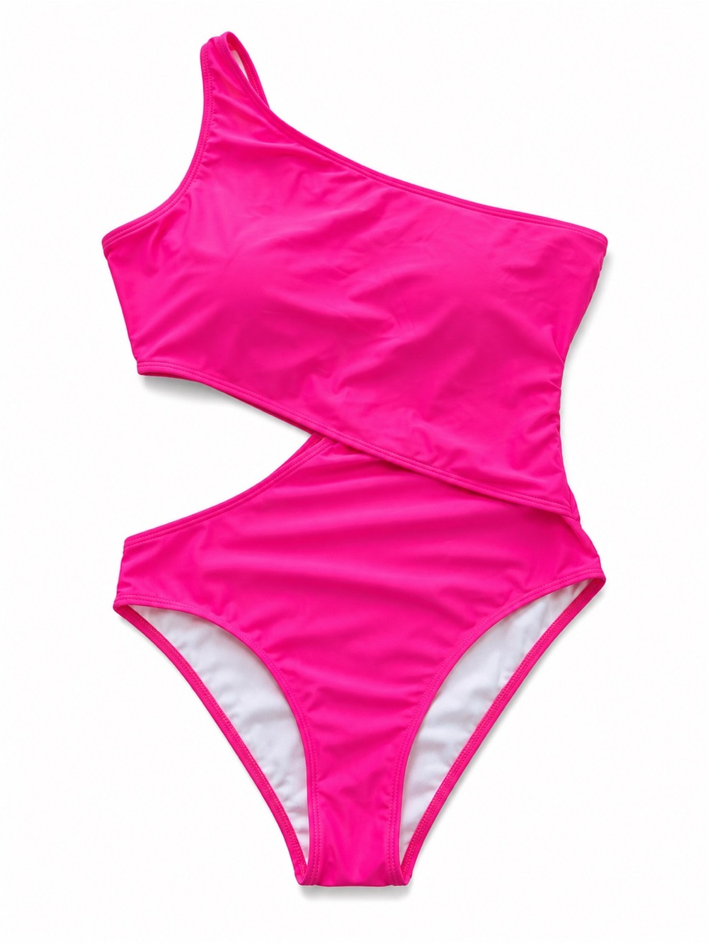 Neon Pink One Shoulder Cutout One Piece Swimsuit Women’s XL